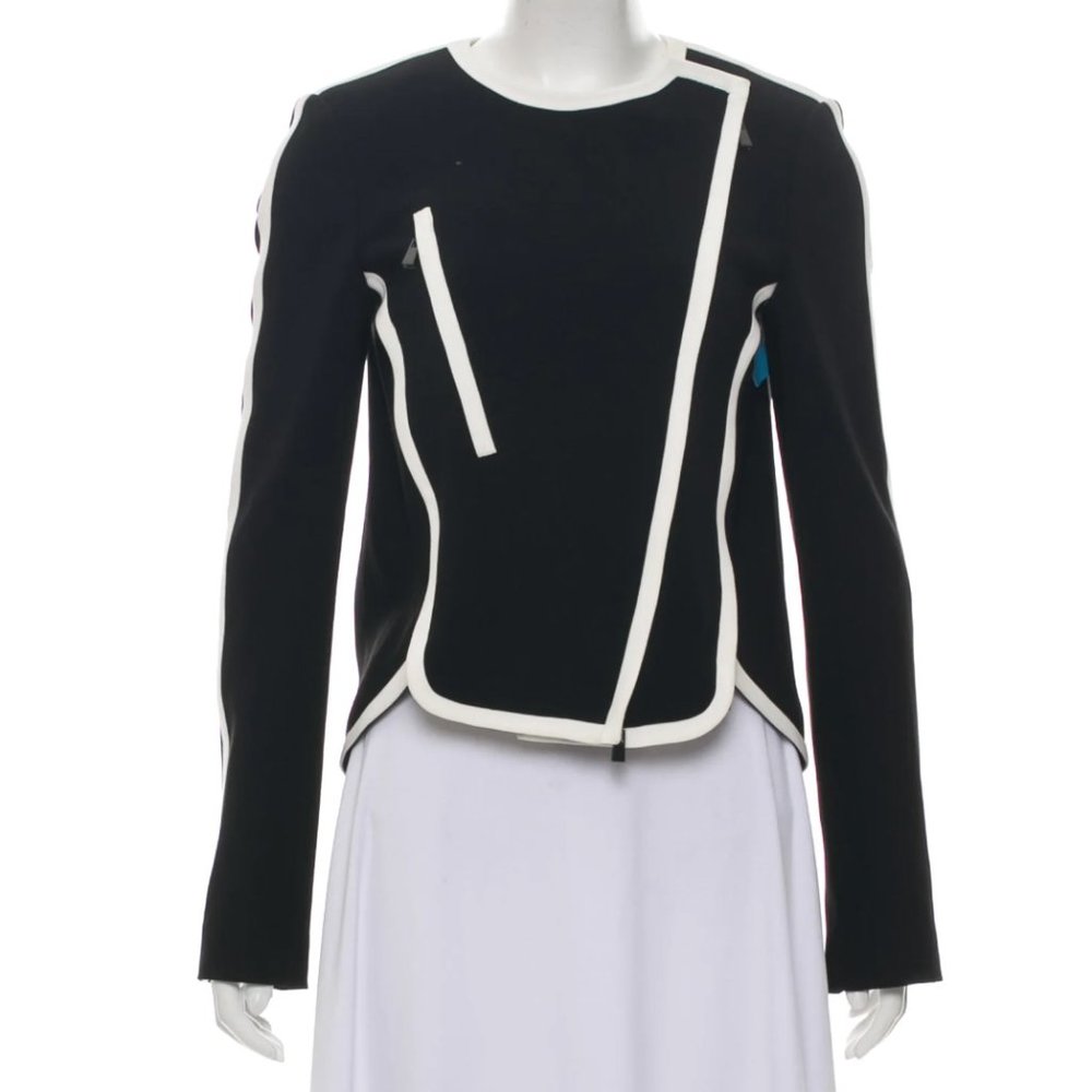 Robert Rodriguez Convertible Black White Crepe Blazer Jacket Top Womens M 6